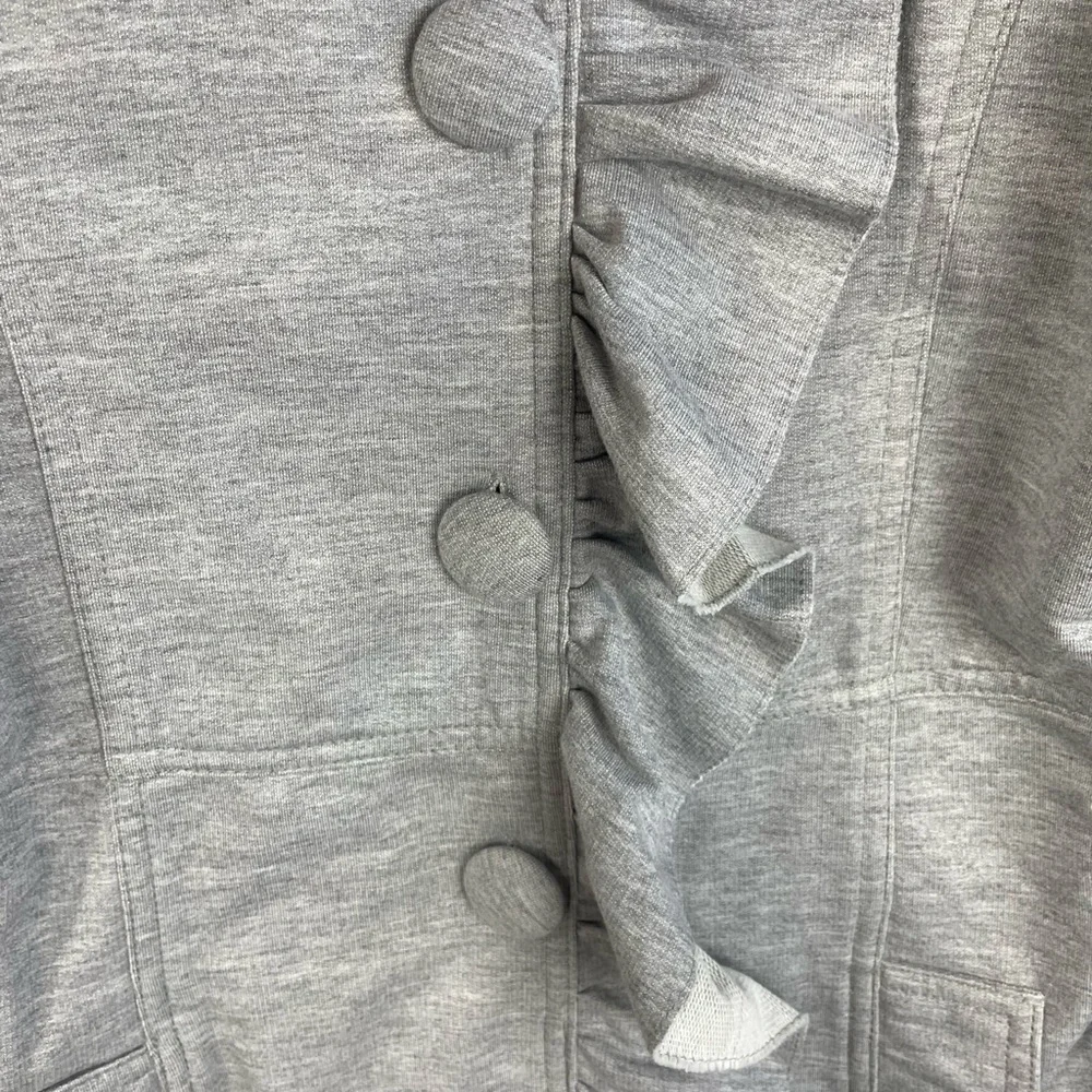 Kut from the Kloth Button Front Ruffle Gray Long Casual Jacket M GUC - Picture 6 of 16
